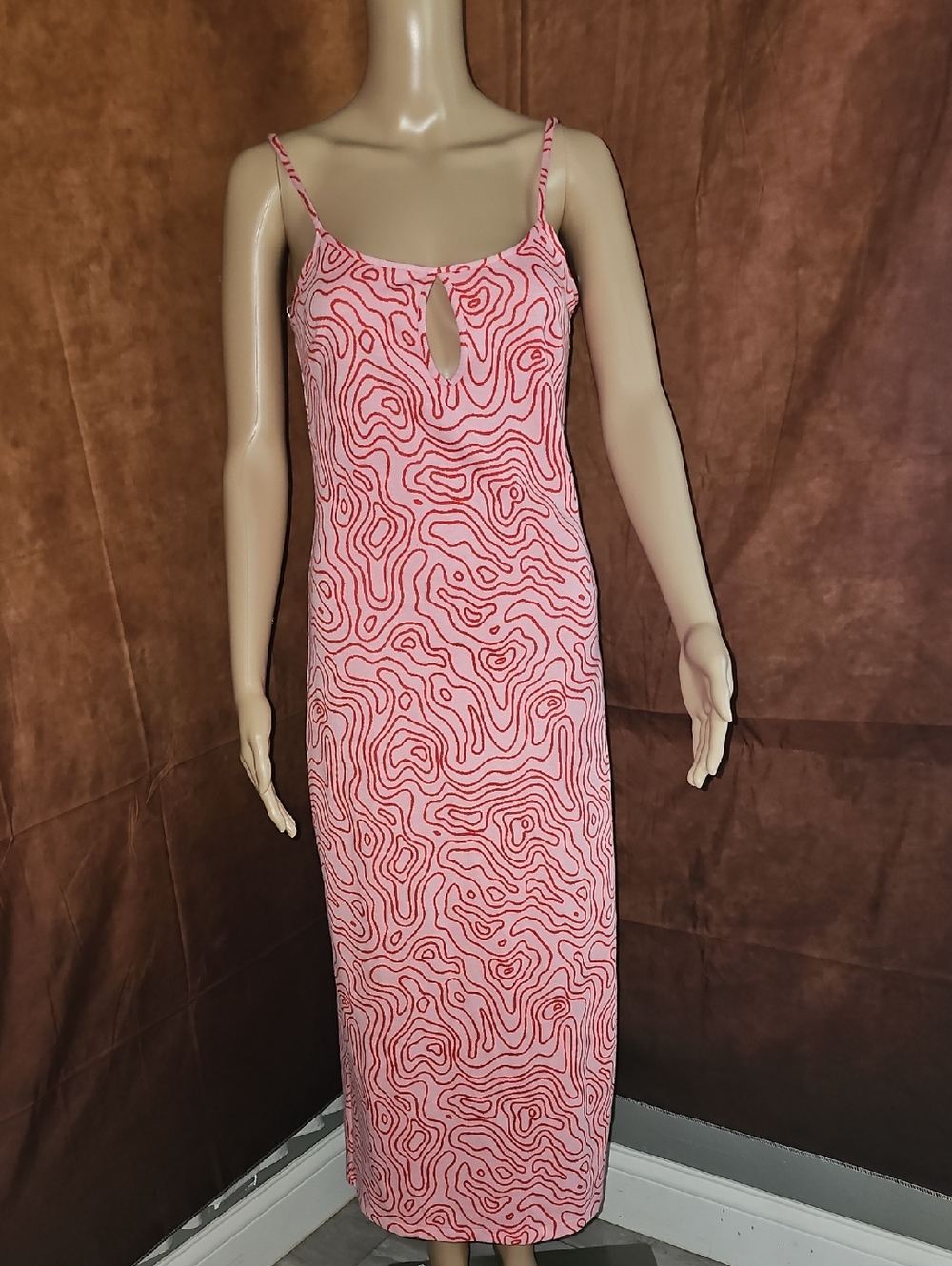 Zara Pink Swirl-Print Spaghetti Strap Maxi Dress